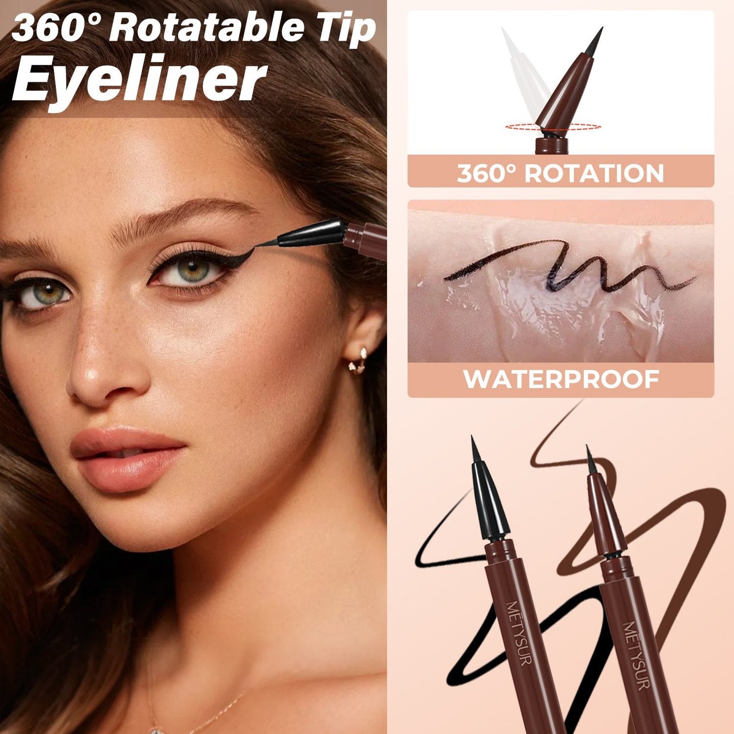 🔥Laatste dag Koop 1 Krijg 1 Gratis - 🎁360° draaibaar uiteinde | Waterproof Vloeibare Eyeliner