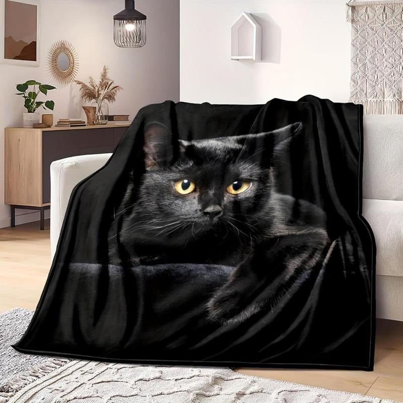 Niedrige schwarze Katzen gemusterte Flanell-Decke
