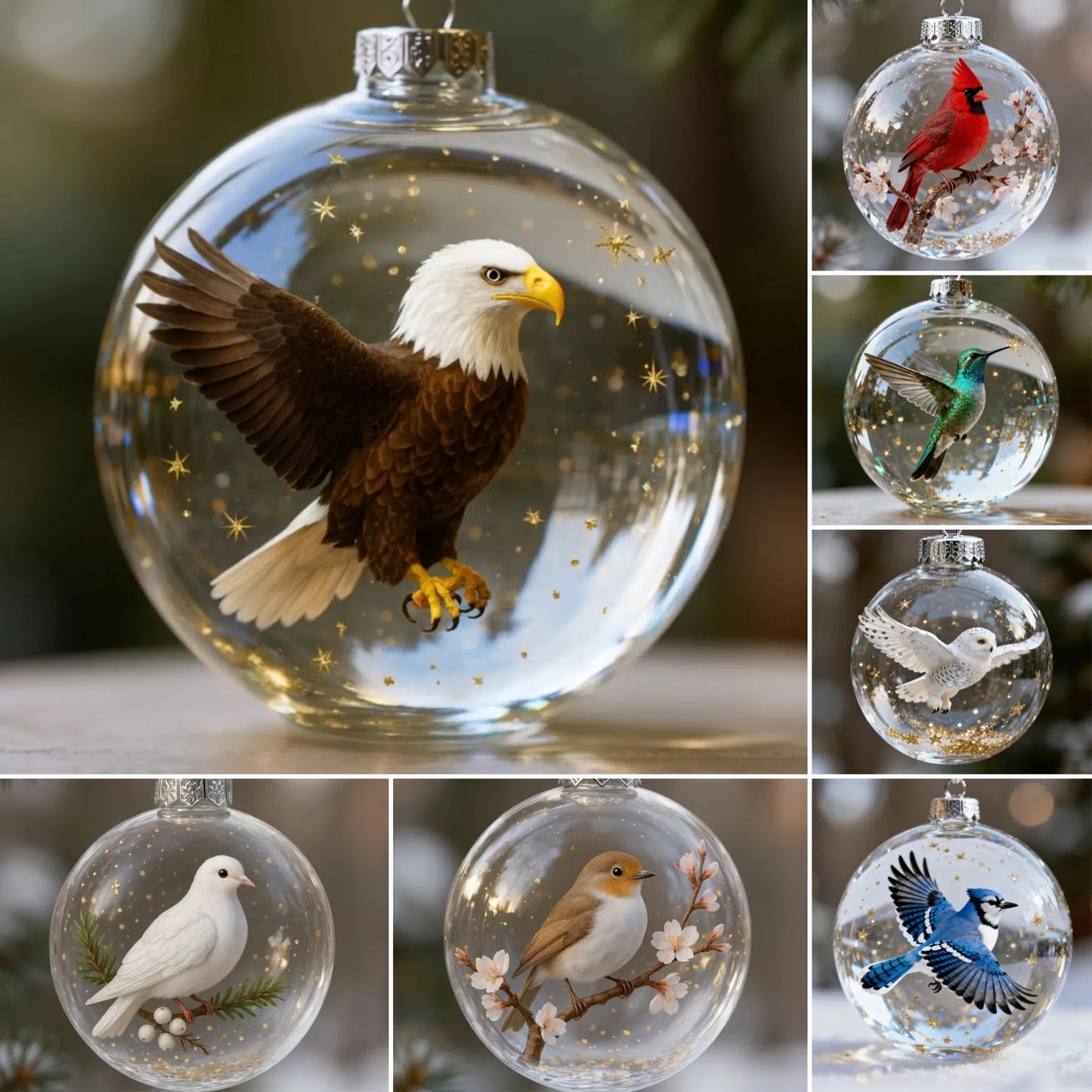 🔥LAST DAY 49% OFF-🐦Nature’s Birds Crystal Glass Ornament Set