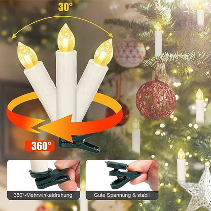 🎄 Drahtlose flammenlose Kerzen mit Fernbedienung, Timer und Clips